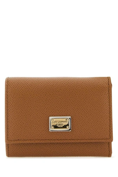 Dolce & Gabbana Woman Biscuit Leather Wallet In Brown
