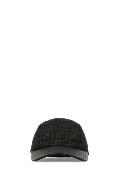 Fendi Monogrammed Baseball Cap In Black