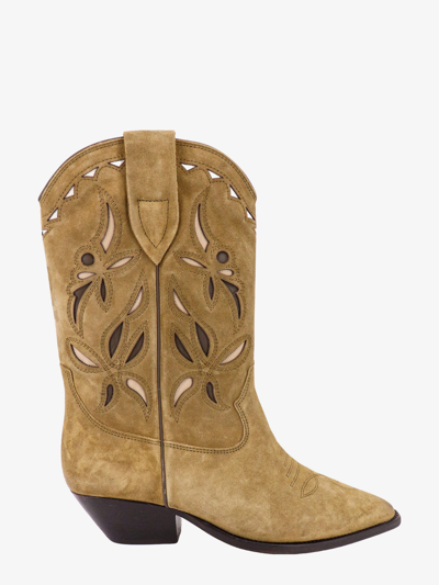 Isabel Marant Duerto Perforated Suede Western Boots In Neutrals