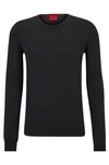 Hugo Boss Slim-fit Sweater In Extra-fine Merino Wool In Gray