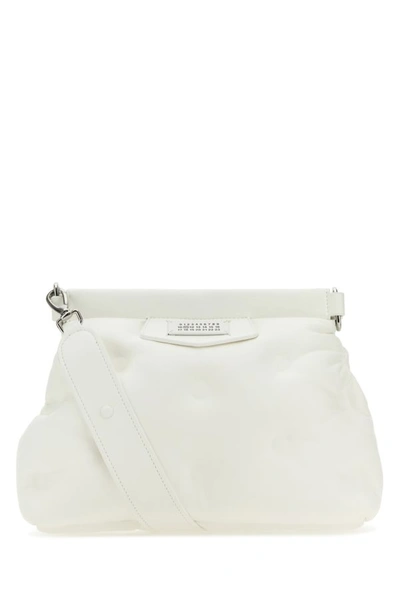 Maison Margiela Woman White Nappa Leather Small Glam Slam Classique Crossbody Bag In Grey