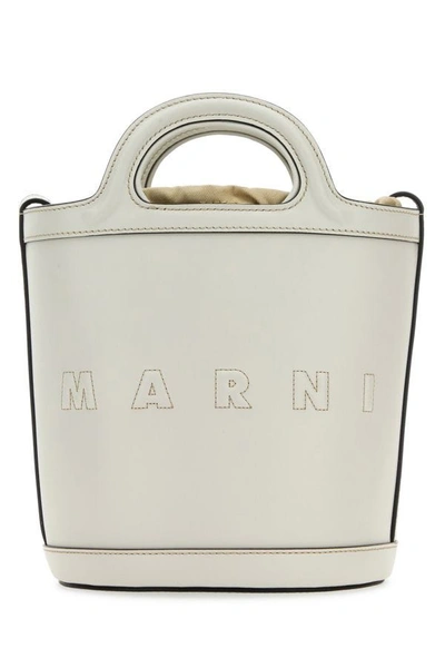 Marni Woman White Leather Small Tropicalia Bucket Bag