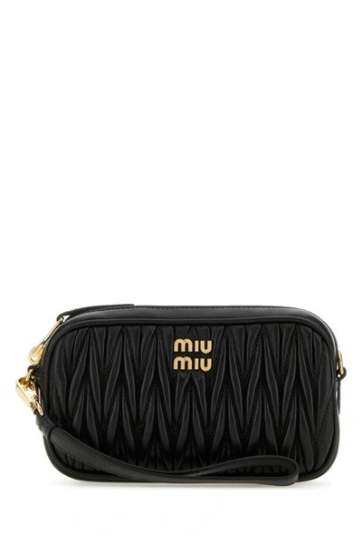 Miu Miu Woman Black Nappa Leather Clutch