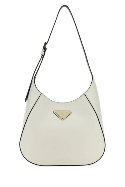 Prada Woman White Leather Shoulder Bag