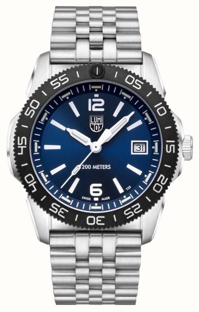 Pre-owned Luminox Pacific Diver Ripple Series 39mm Blue Dial Men Quartz Watch Xs.3123m.set