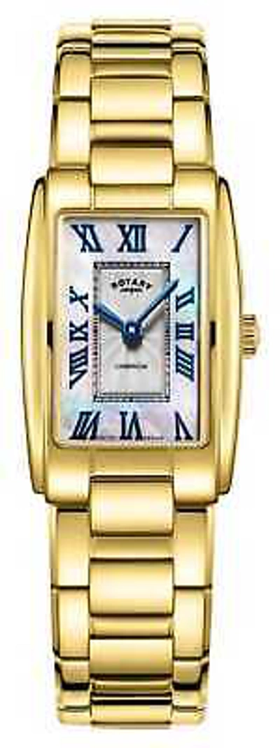 Pre-owned Rotary Dress Quartz (21.5mm) Mother-of-pearl Dial / Gold Pvd Stainless