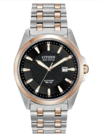 Citizen Eco-drive Bm7106-52e Men's Corso Black Dial Two Tone Rose Gold Watch