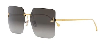 Pre-owned Fendi First Fe4082us 30b Shiny Endura Gold Gradient Smoke Lens Women Sunglasses In Grey Smoke Gradient