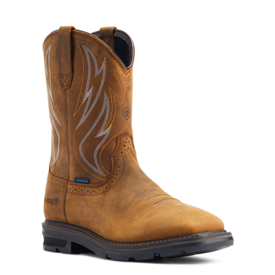 Pre-owned Ariat Men's Sierra Shock Shield® Brown Wide Square Toe Boots 10044545