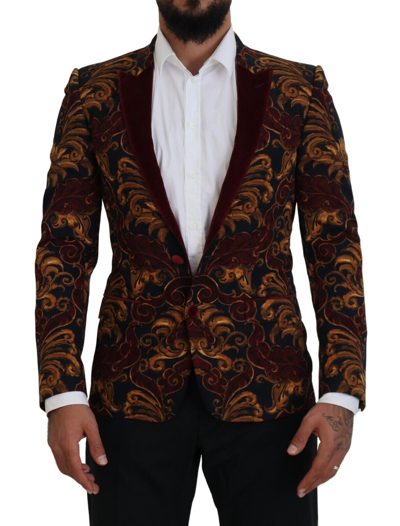 Pre-owned Dolce & Gabbana Blazer Martini Floral Single Breasted Men It46/us36/s 2500usd In Multicolor