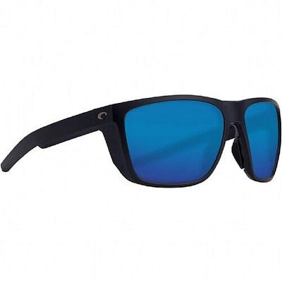 Pre-owned Costa Del Mar Costa Men's Ferg 580g Sunglasses | Blue Mirror Glass Lens | Matte Black Frame