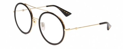 Pre-owned Gucci Gg0061s Designer Reading Glasses Gold/black Round 56mm