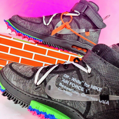 Pre-owned Nike Air Force Mid Off-white Men's Us 13 Black Orange