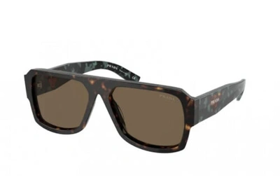 Pre-owned Prada Pr 22ys 2au06b Brown Havana Men's 56 Mm Sunglasses
