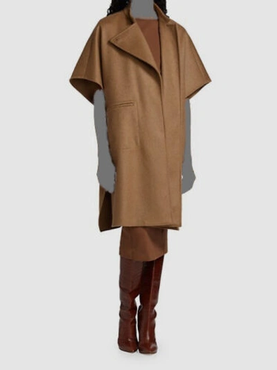 Pre-owned Weekend Max Mara $1985  Women's Brown Canapa Coat Cape Jacket Size Os