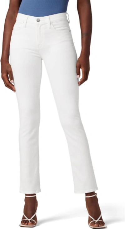 Pre-owned Hudson Women's Nico Mid Rise, Straight Leg Ankle Jean In White