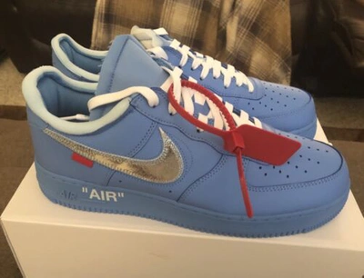 Pre-owned Nike X Off-white Deadstock  Air Force 1 '07 Mca Virgil Abloh Size 10.5 Ds In Blue