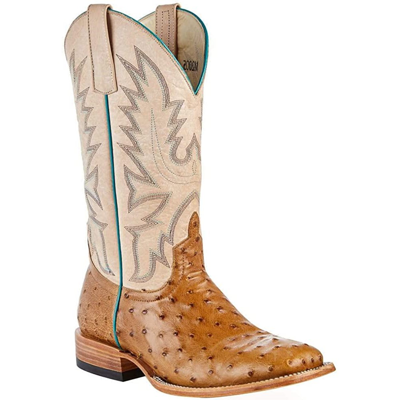 Pre-owned Macie Bean Ladies Antique Saddle Full Quill Ostrich Beige Boots M2005 In Brown