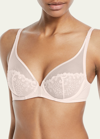 Simone Perele Delice Two-part Full-cup Sheer Plunge Bra In Blush