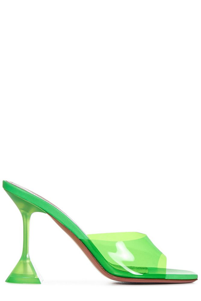 Amina Muaddi Lupita 玻璃高跟穆勒鞋 In Green