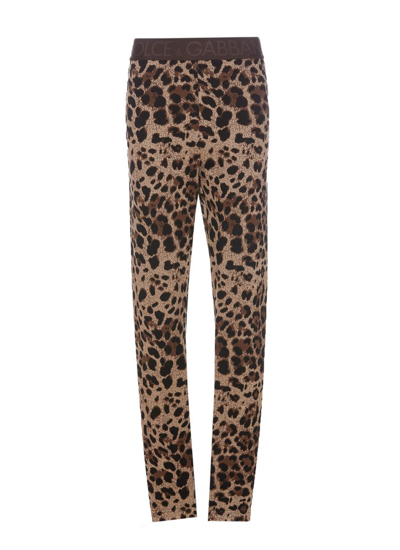 Dolce & Gabbana Leopard Print Trousers In Jacquard