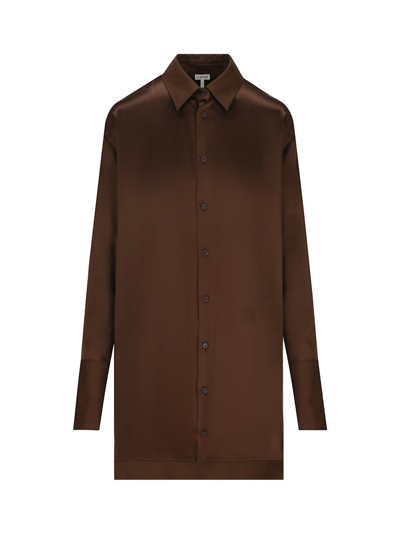 Loewe Satin Button In Brown