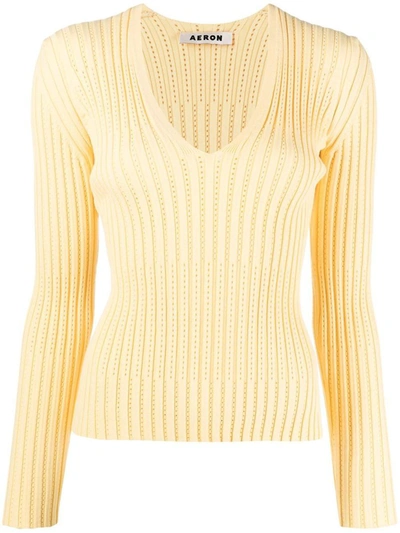 Aeron Knitted Long-sleeve Top In Yellow