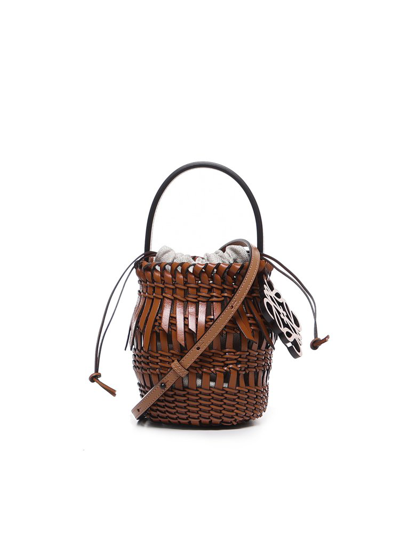 Loewe X Paulas Ibiza Logo Charm Basket Bag In Brown