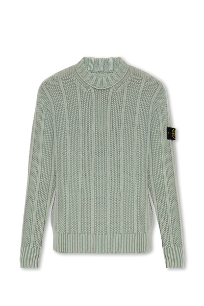 Stone Island Crewneck Knitted Jumper In Green