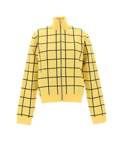 Marni Windowpane-print Roll-neck Sweatshirt In Yellow