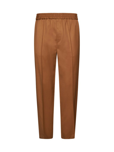 Apc Elastic Waistband Pants In Brown