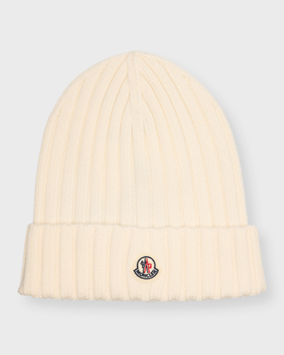 Moncler Tricot Beanie In Ivory