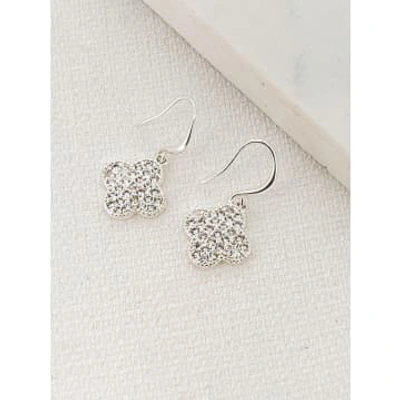 Envy Diamante Clover Earrings Silver In Metallic
