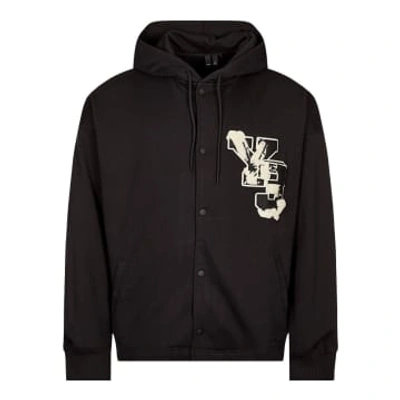 Y-3 Logo Graphic Button Hoodie In Black
