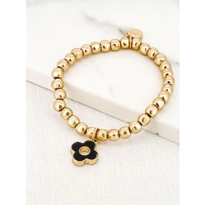 Envy Gold Beaded Bracelet With Black Clover