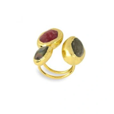 Ashiana London Red And Grey Amelie Ring
