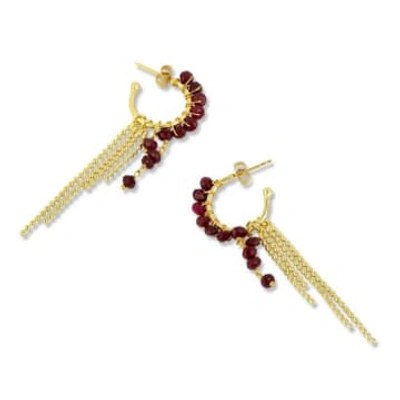Ashiana London Anette Earrings Red Garnet
