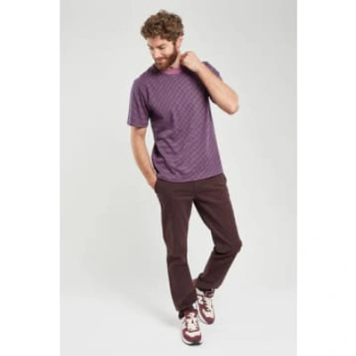Armor-lux Purple And Marine Deep 59643 Heritage Striped T Shirt In Red