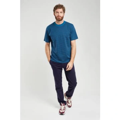 Armor-lux Bleu Glacial And Marine 59643 Heritage Striped T Shirt In Blue