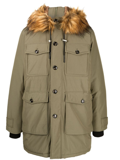 Diesel W-jorgy Faux Fur-trimmed Parka In Green