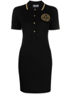 Versace Jeans Couture Embroidered-logo Polo Mini Dress In Black