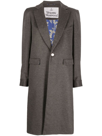 Vivienne Westwood Pleated-detail Single-breasted Coat In Grey
