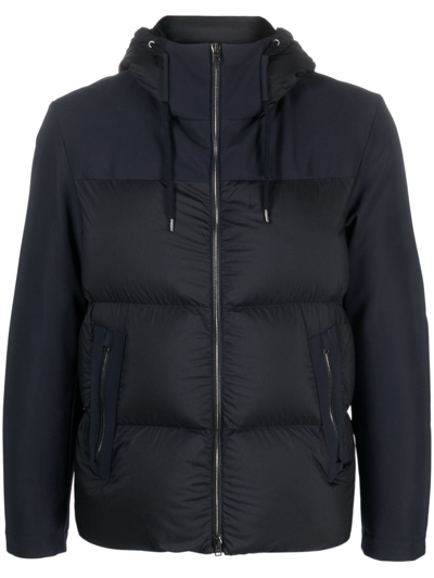 Herno Padded Hooded Down Jacket In Blue