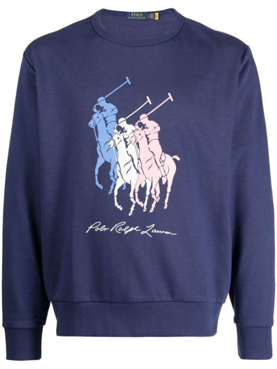 Polo Ralph Lauren Logo-print Cotton Sweatshirt In Navy