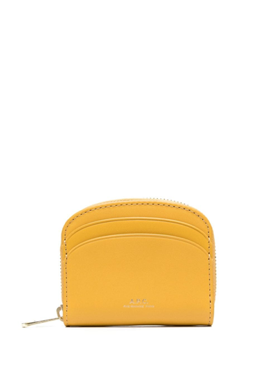 Apc Demi-lune Leather Wallet In Yellow