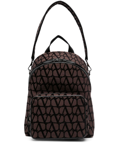 Valentino Garavani Toile Iconographe-jacquard Backpack In Brown