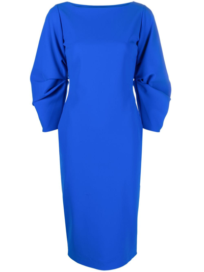 Chiara Boni La Petite Robe Carlyn Balloon-sleeves Midi Dress In Blue