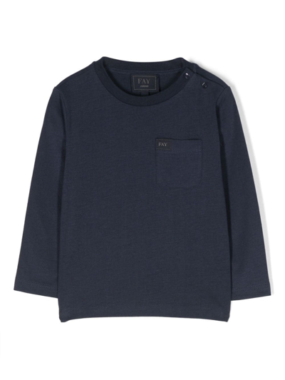 Fay Babies' Long-sleeved Cotton T-shirt In Blue