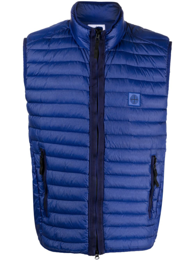 Stone Island Compass-patch Padded Gilet In Blue