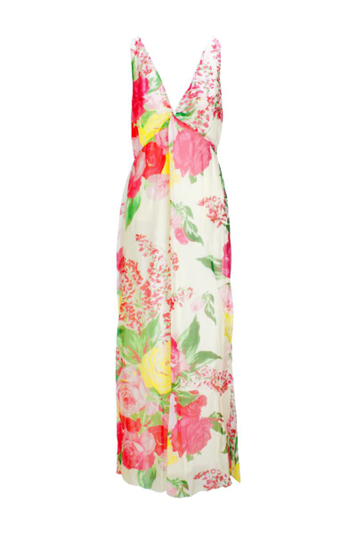 Blugirl Printed V Neck Thin Strap Sleeveless Long Dress In Multicolor